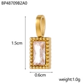 Détail du pendentif rectangulaire doré avec zircon en taille émeraude, 1,5cm sur 0,6cm - BP48709B2A0 (Zircone Claire)