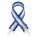 Adjustable royal blue and glitter silver striped bag strap with gold metal hardware - Sky Blue