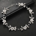 Elegant bridal hair vine with white pearls and crystals on silver wire for weddings - Silver