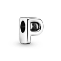 Silver alphabet P charm bead with polished metallic finish for DIY bracelet making - Letter P