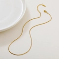 Elegant gold-plated box chain necklace with moonstone Ruyi lock pendant and lobster clasp - 1.0 Box Chain