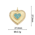 Vue détaillée du pendentif cœur plaqué or 18k avec turquoise et oxydes de zirconium - Pendentif Cœur Œil Maléfique Turquoise (DZ-159)