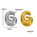 Pendentif lettre G bulle en acier inoxydable poli, coloris or et argent, breloque DIY - Lettre Bulle - G
