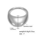 Bague bombée minimaliste en acier inoxydable argenté d'une largeur de 1 cm polie - Style Dôme Épais (A291) / Acier