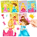 Detailed view of DIY fairy tale princess stickers with various facial features and accessories - Dress-up Princess Style (T01041171)