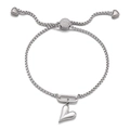 Bracciale regolabile in acciaio argento con ciondolo a cuore e dettagli in zirconi - Stile Cuore Lucido Acciaio (KB150889-Z)