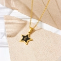 Elegant gold chain necklace with black star pendant featuring a gold letter E detail - Letter E Style (D112)
