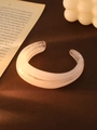 Minimalist wide open cuff bracelet in translucent milky white marble resin style - L157-1 Light Pink