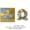 Detail view of Van Gogh The Noon Rest print on a 53cm silk-feel twill square scarf - Van Gogh Noon Nap / 53cm x 53cm