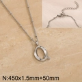 Silver stainless steel necklace with letter Q pendant and beaded chain detail - Silver Letter Q (KN287064-Z)