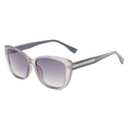 Occhiali da sole squadrati cat-eye con montatura grigia e lenti viola sfumate - C1 Montatura Grigia Trasparente Doppia Lente Grigia