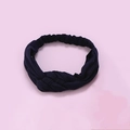 Fashionable dark blue knitted braided headband with cross knot style for women - Navy Blue