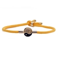 Yellow braided Milan rope bracelet with a gold-rimmed Yin Yang pendant and zircon inlay - Tai Chi Yin Yang / Yellow