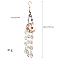 Detail view of crystal suncatcher with gold moon stars and product dimensions - Moon Water Drop Style 20cm/36g