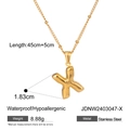 Waterproof gold letter X pendant necklace in hypoallergenic stainless steel, 45cm length - Letter X