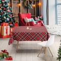 Mantel rectangular de cuadros rojos y negros para decoración navideña y de Año Nuevo - 140*140cm / Cuadros Rojos y Negros Reno (TQZB01-1)