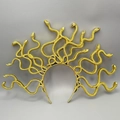 Golden Medusa snake headband for Halloween horror cosplay costumes on grey background - Gold Plating