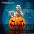 Halloween skull pumpkin lamp resin ornament with see-no-evil skeleton pose - Skull Pumpkin Light - See No Evil