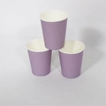 Three purple disposable paper cups stacked in a pyramid shape on white background - 10 Pieces Pack / Light Purple