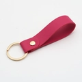 Magenta PU leather keychain with gold metal ring and rivet for modern bag charm - Rose Red & Gold