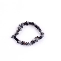 Handmade beaded bracelet featuring natural irregular snowflake obsidian stones in black and grey - Snowflake Obsidian