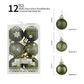 12-piece clover green Christmas ball set featuring snowflake patterns and mixed textures - 4cm/12PCS / 4cm Clover Green Box
