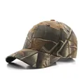Baseballpet met bladcamouflagepatroon in bruin en kaki met een gebogen klep - Verstelbaar / Blad Camouflage