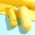 Mini yellow capsule umbrella with matching hard case and UPF50+ sun protection label - Without Box / 8 Ribs Thickened Black Glue / Lemon Yellow