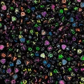 Flat round black acrylic beads with colorful alphabet letters for DIY jewelry making - Heart Shape Black With Colored Letters (100pcs)