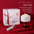 Wedding gift set with camellia scented candle, vintage holder and red ribbon box - Zen Tea [Souvenir Gift Box]