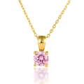 925 sterling silver necklace featuring a round brilliant cut pink gemstone pendant - June - Pink Zircon