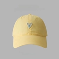 Yellow baseball cap with white heart embroidery and blue border detail on the front - 55-59CM / Pale Goose Yellow