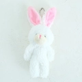 Cute white plush rabbit keychain with pink ears and metal bead chain for bag decoration - 11-13cm / Bunny Ears Bear