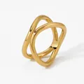 Minimalist double-layered geometric ring in polished gold finish for women - US 6 / Double Ring Gold (KD786)