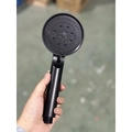 Matte black high pressure handheld shower head with multi-functional spray settings - Full Black Glossy 5-Mode Spray Shower Head