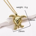 Detailed view of turtle pendant measuring 29mm by 28mm with weight specifications - Gold Medium Turtle Zirconia Inlaid (Style 6 Gold)