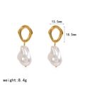 Baroque pearl earrings in gold finish with dimensions 15.5mm by 18.5mm and 8.4g weight - Baroque Irregular Pearl Style (TE60639)