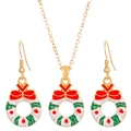 Set gioielli natalizi con collana pendente ghirlanda dorata e orecchini smaltati - Ghirlanda di fiori