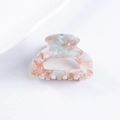 Pink and grey-blue marble 5cm shark hair claw clip with semi-transparent resin finish - Gradient Pink Blue