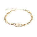 Bracciale a catena dorata con pendente a lucchetto con diamanti e chiusura regolabile - Lucchetto a ferro di cavallo