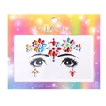 Sparkling floral waterdrop face jewels and body gems stickers for festive makeup - Style DE-4-1 / Colorful