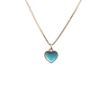 Close-up of golden box chain with blue enamel heart pendant on white background - Light Blue