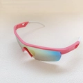 Kids sports cycling sunglasses with pink and white frame and rainbow mirror lenses - Pink