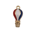 Hot air balloon alloy charm in red white and blue enamel with golden finish - Flag Hot Air Balloon