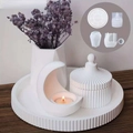 Silicone resin molds for DIY moon candle holder, striped jar, tray and flower vase set - Round Tray + Striped Box + Moon Holder + Faceted Vase