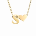 Collana dorata con ciondolo iniziale S 3D e un piccolo pendente a forma di cuore - Lettera S - Oro