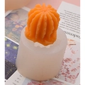3D cactus succulent silicone mold with detailed orange wax candle finished product - Ribbed Succulent Shape(5)