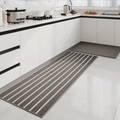 Kitchen rug set of 2 in gray and white stripes with non-slip backing for modern home decor - 50x80cm / Striped Grey