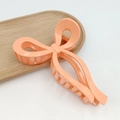 13cm Peach peach ribbon bow hair claw clip made of glossy resin in minimalist style - Glossy Mellow Peach