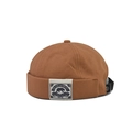 Berretto docker unisex in tela marrone caramello con patch orso e cinturino posteriore regolabile - Regolabile / Orso Zenzero